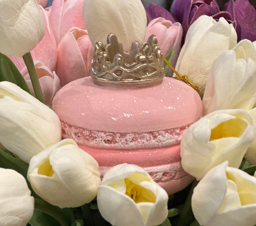 PINK MACARON WITH GOLD CROWN ORNAMENT